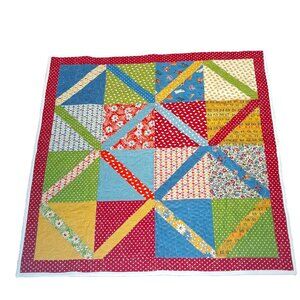 Handmade 36" Square Floral Polka Dot Patchwork Quilt Throw Blanket by Ma Rossi